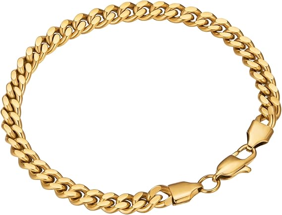 VEXXS 6mm gold plated Miami cuban link bracelet for men.