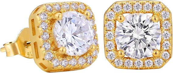 VEXXS earrings for men featuring 18K gold plated iced out studs.